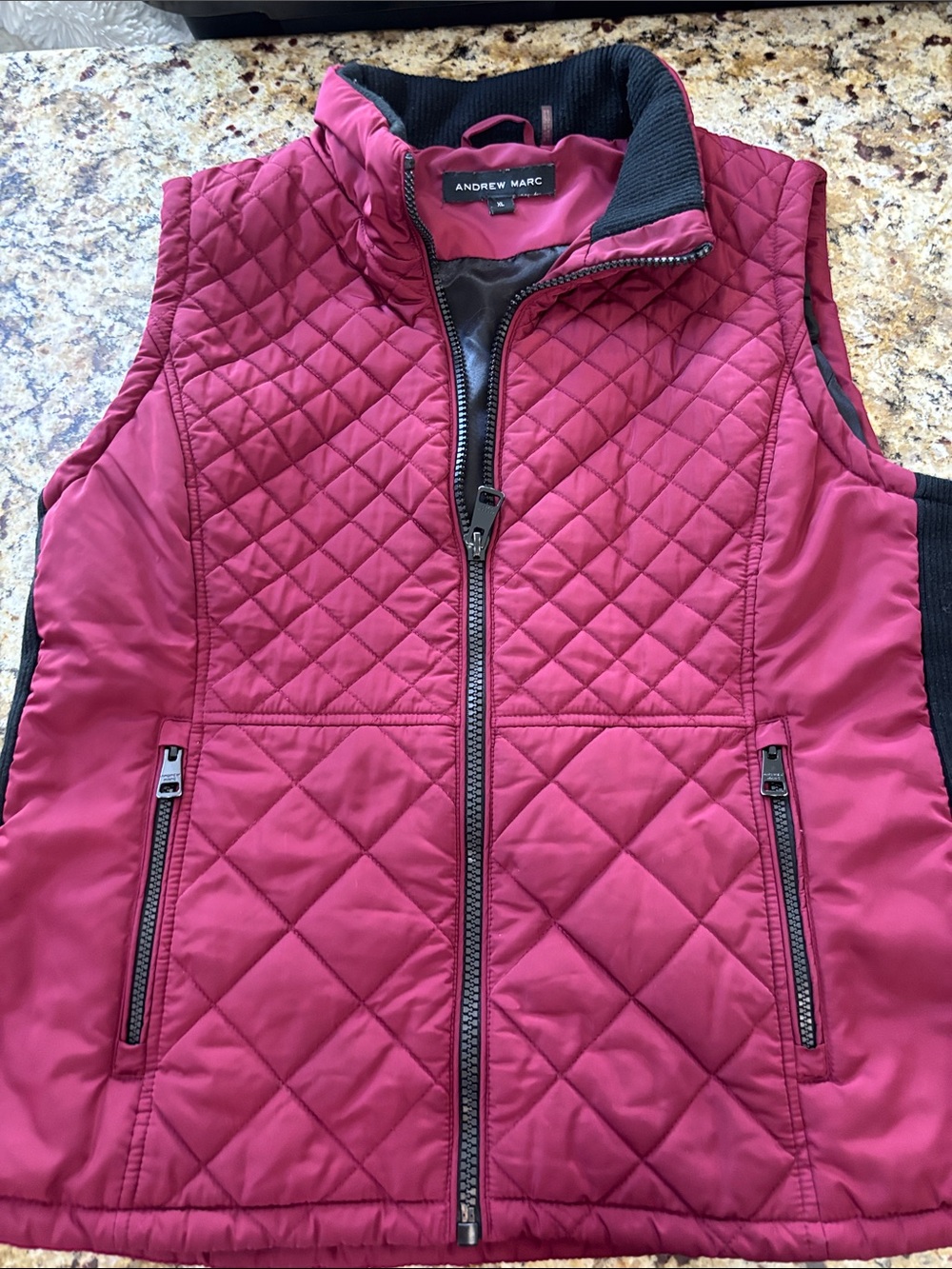 Andrew Marc Quilted Vest in Deep Berry
